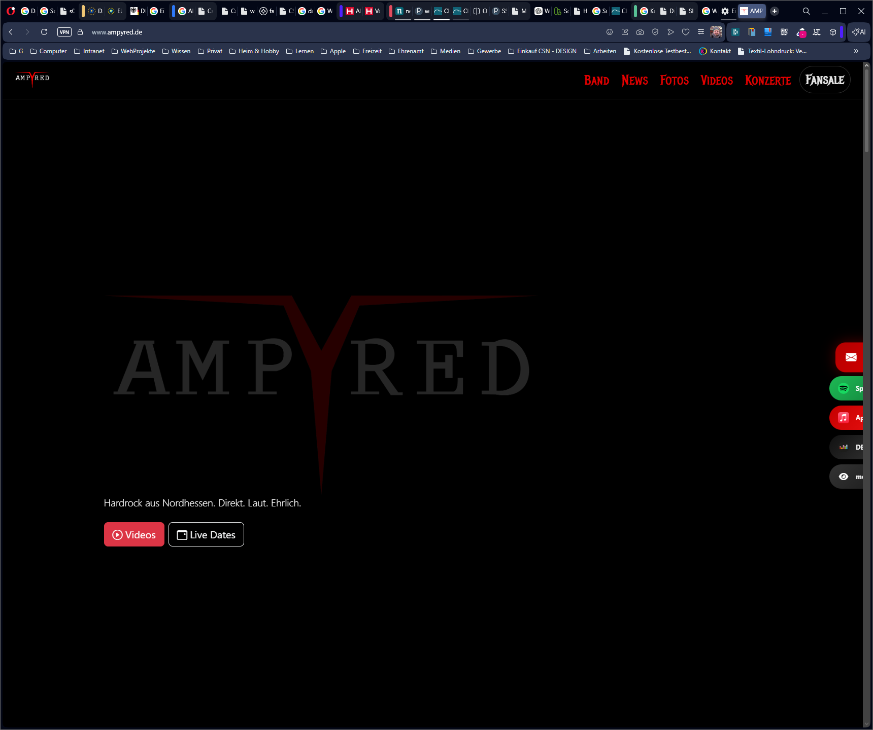 Desktop-Ansicht der Webseite AMPYRED