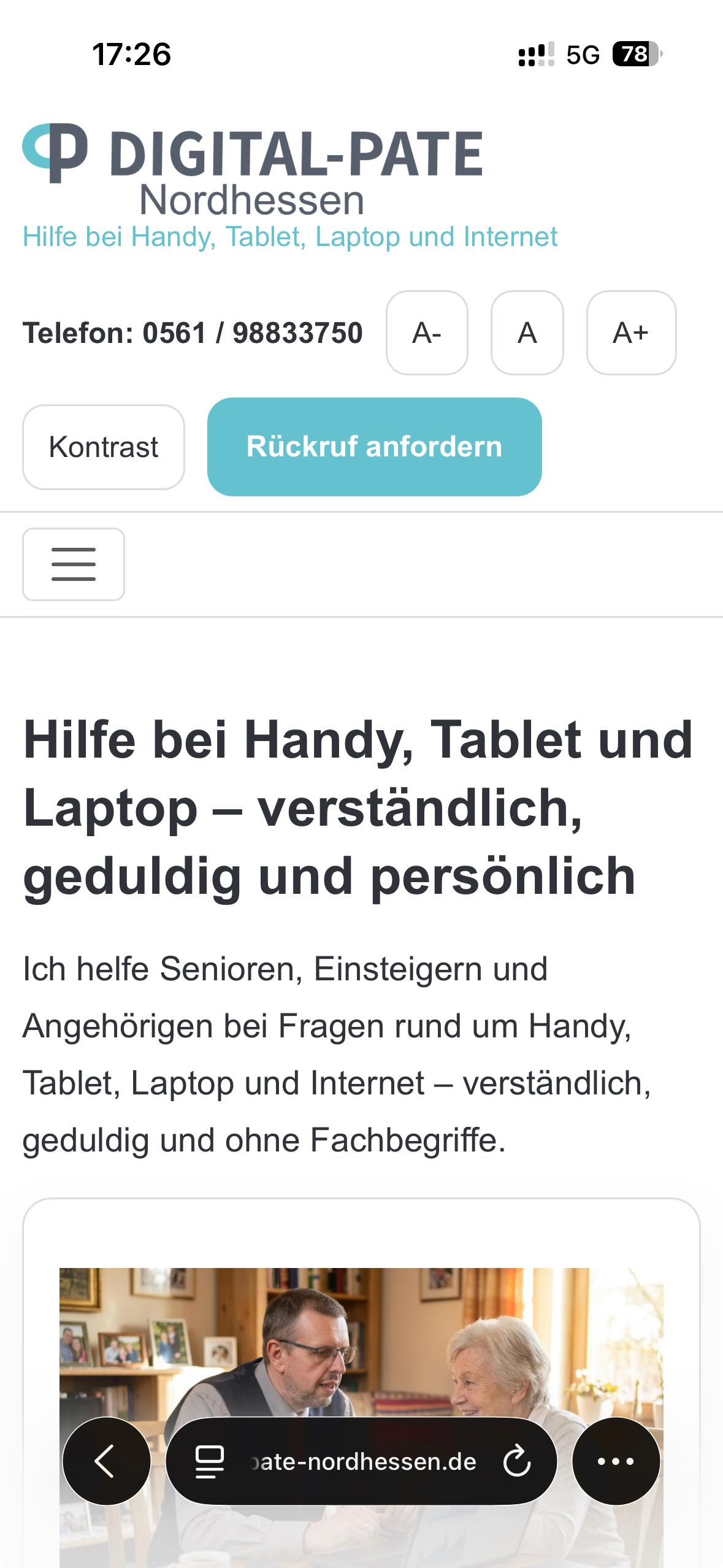 Mobile Ansicht der Webseite Digital-Pate Nordhessen