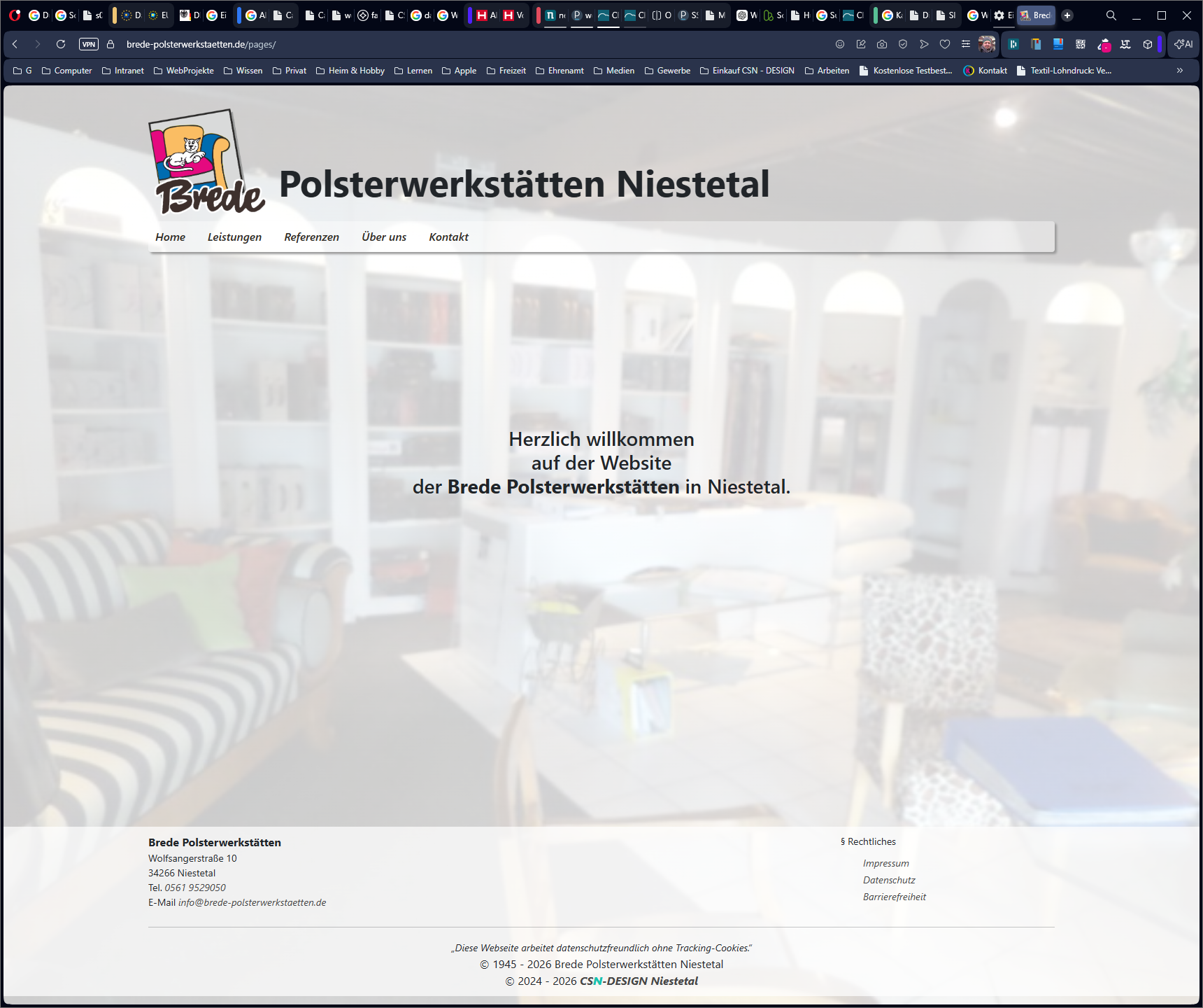 Desktop-Ansicht der Webseite Polsterwerkstätten Niestetal